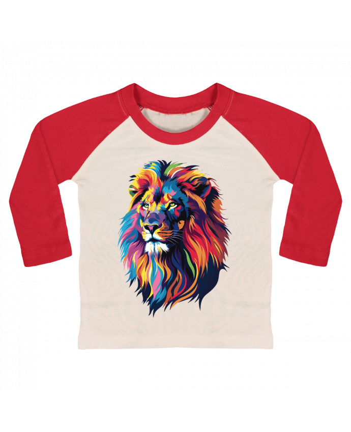 Tee-shirt Bébé Baseball ML Illustration de Lion stylisé par KronoArt