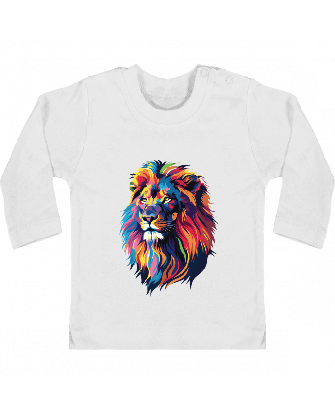 T-shirt bébé Illustration de Lion stylisé manches longues du designer KronoArt