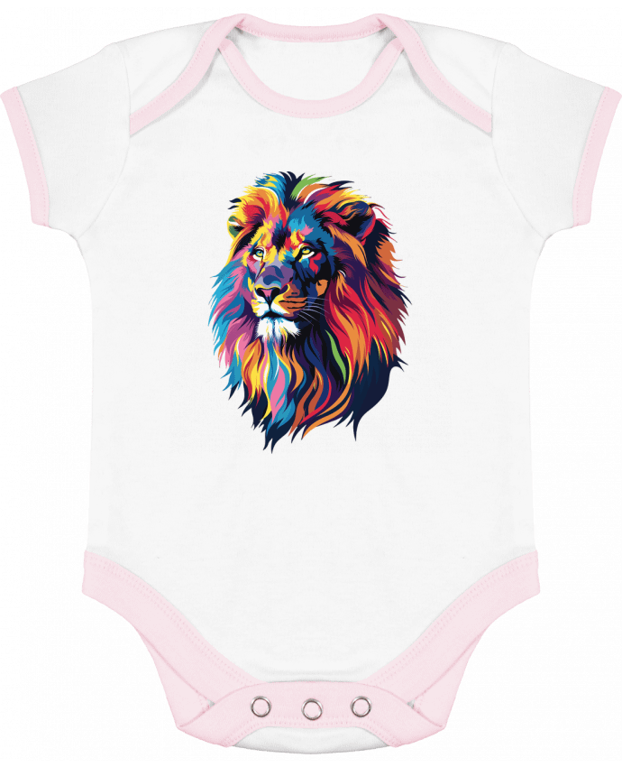 Body bébé manches contrastées Illustration de Lion stylisé par KronoArt