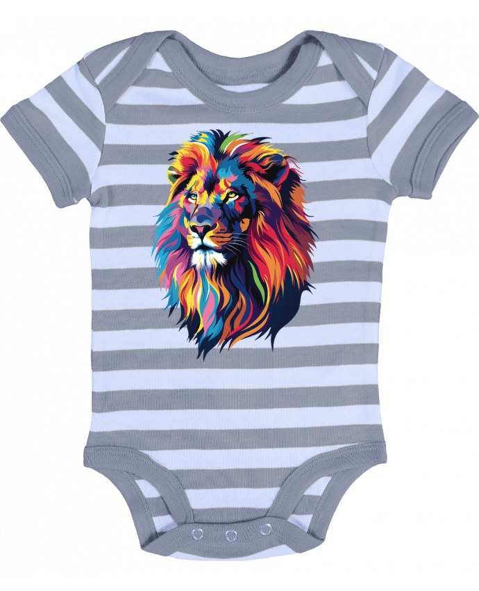 Body Bébé Rayé Illustration de Lion stylisé - KronoArt