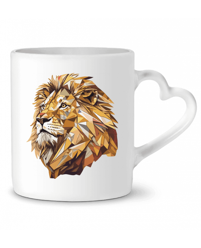 Mug coeur Lion stylisé, Géométrique par KronoArt