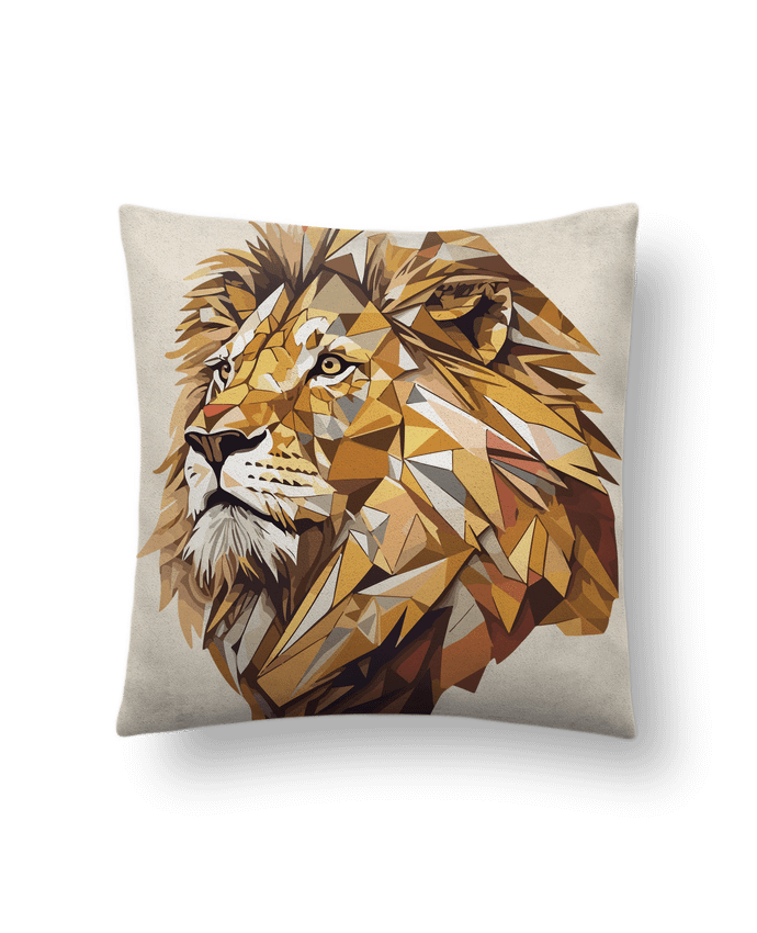 Coussin suédine Lion stylisé, Géométrique par KronoArt