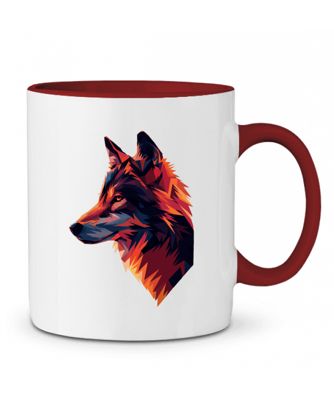 Mug bicolore Illustration de Loup stylisé KronoArt