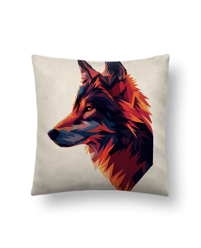 Coussin suédine Illustration de Loup stylisé par KronoArt