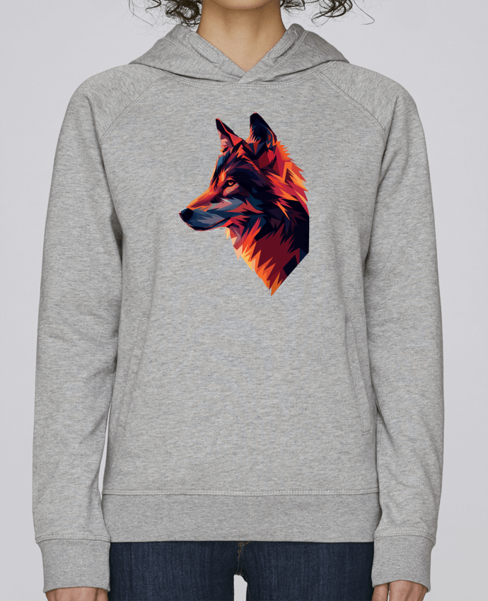 Sweat capuche femme Illustration de Loup stylisé par KronoArt