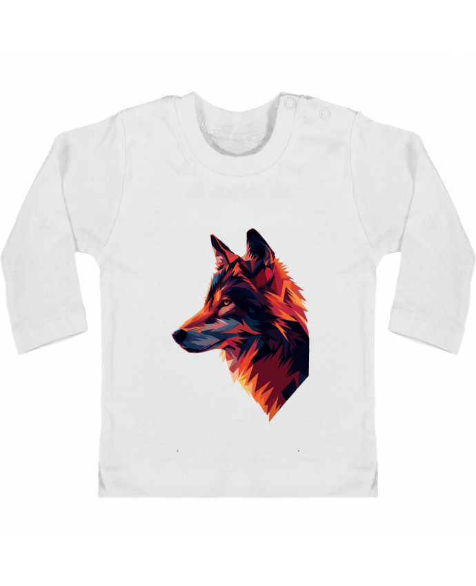 T-shirt bébé Illustration de Loup stylisé manches longues du designer KronoArt