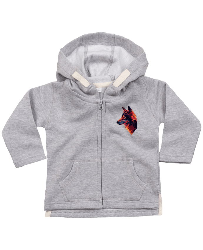 Sweat à capuche bébé zippé Illustration de Loup stylisé par KronoArt