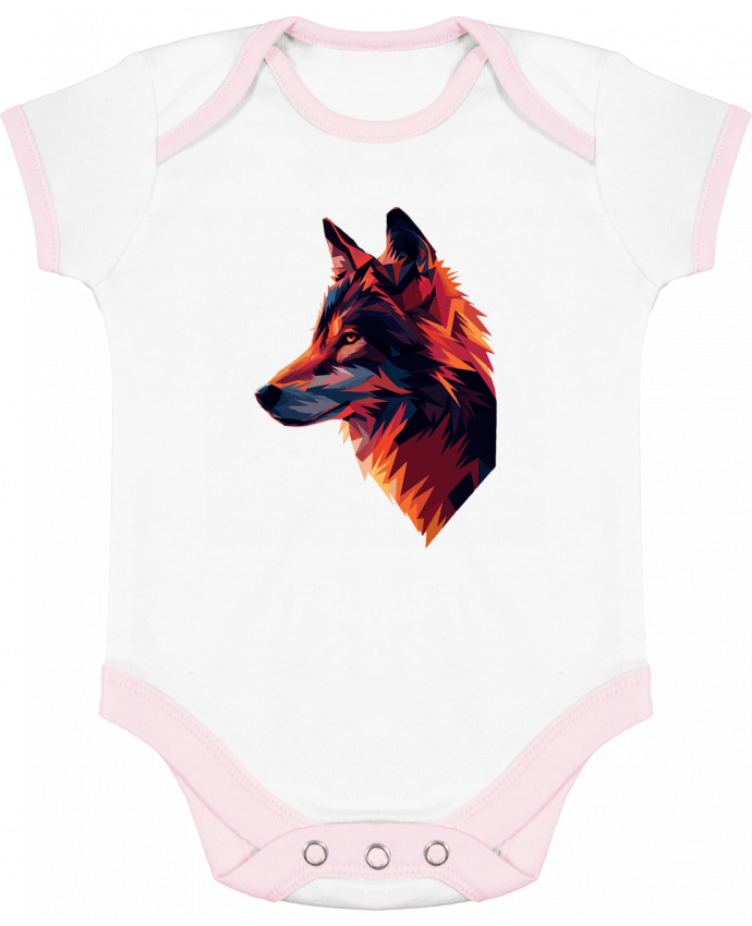 Body bébé manches contrastées Illustration de Loup stylisé par KronoArt