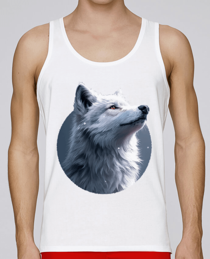 Débardeur homme Illustration de Loup Blanc par KronoArt 100% coton bio