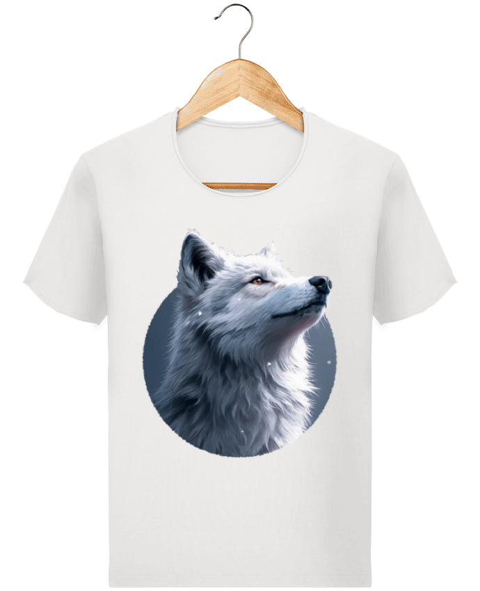  T-shirt Homme vintage Illustration de Loup Blanc par KronoArt