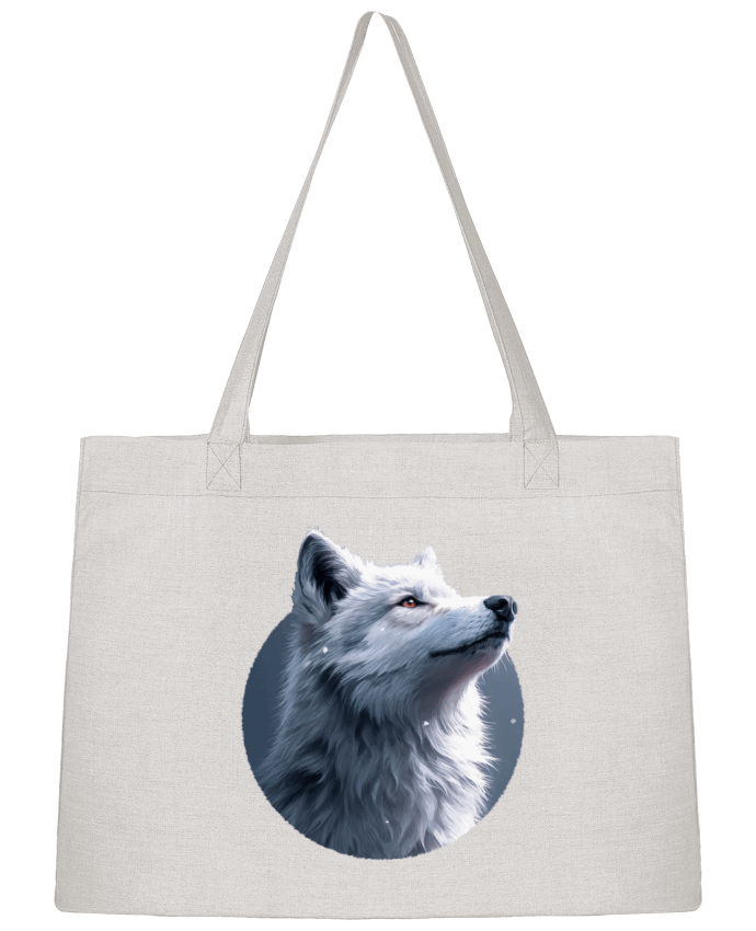 Sac Shopping Illustration de Loup Blanc par KronoArt