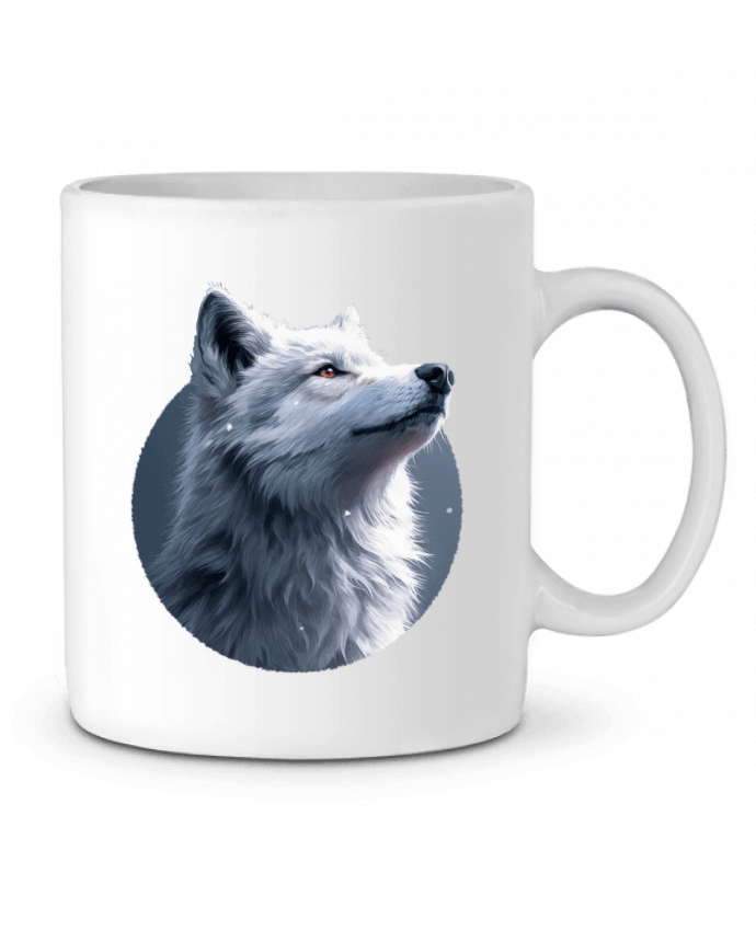 Mug  Illustration de Loup Blanc par KronoArt