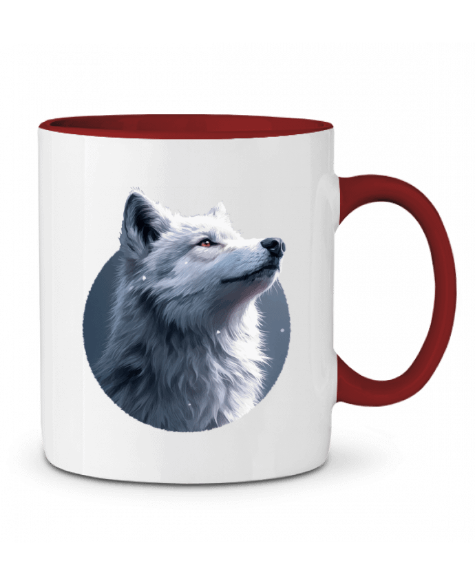 Mug bicolore Illustration de Loup Blanc KronoArt