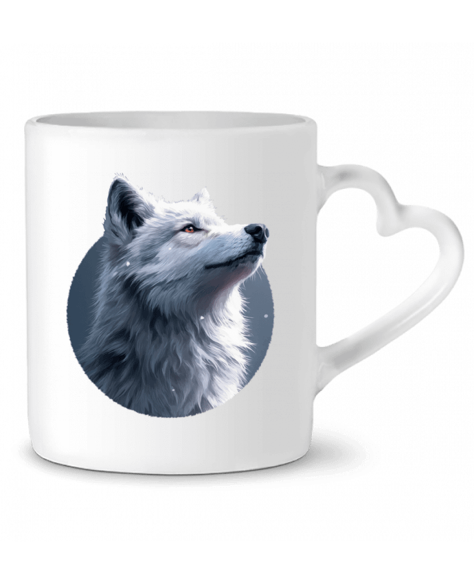 Mug coeur Illustration de Loup Blanc par KronoArt