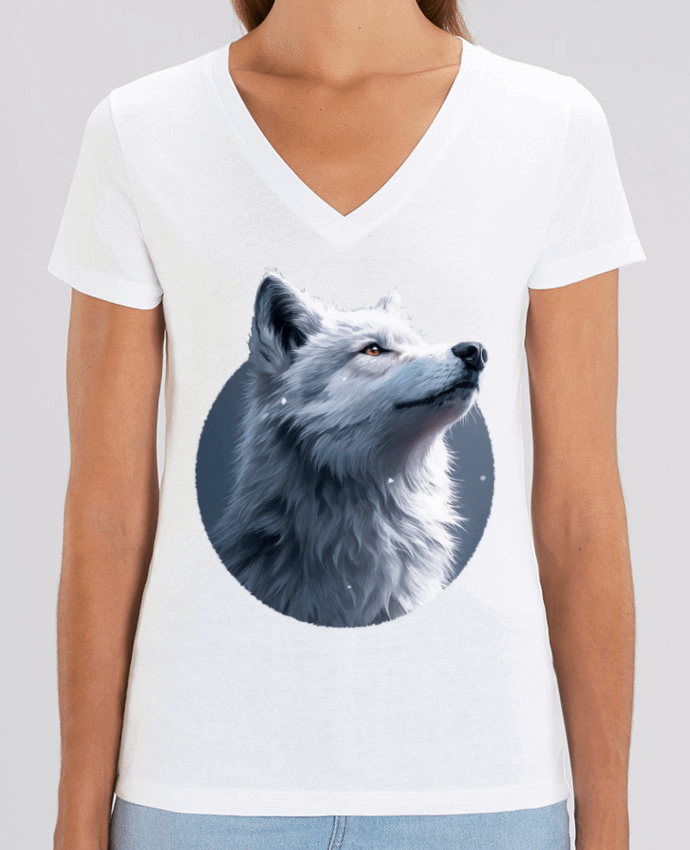 Tee-shirt femme Illustration de Loup Blanc Par  KronoArt