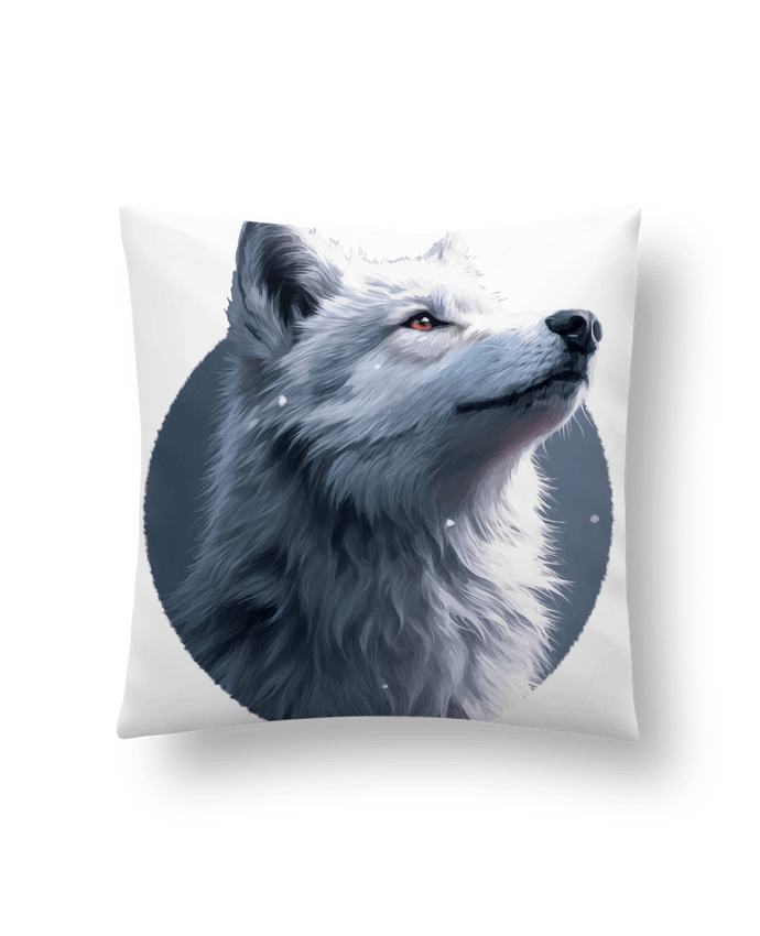 Coussin Illustration de Loup Blanc par KronoArt