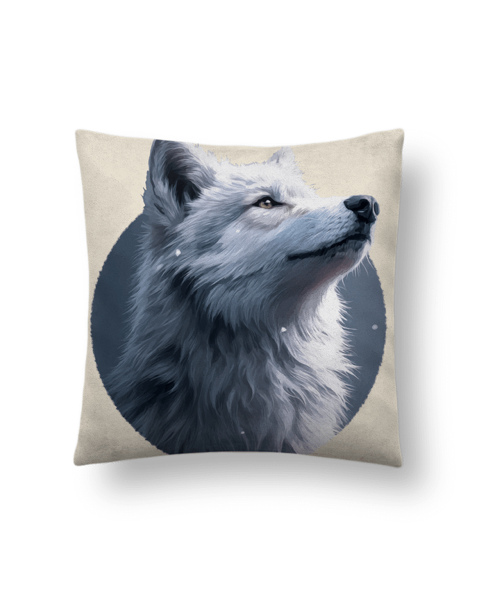 Coussin suédine Illustration de Loup Blanc par KronoArt