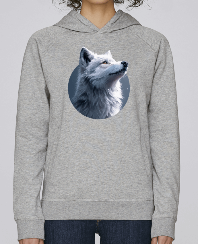 Sweat capuche femme Illustration de Loup Blanc par KronoArt