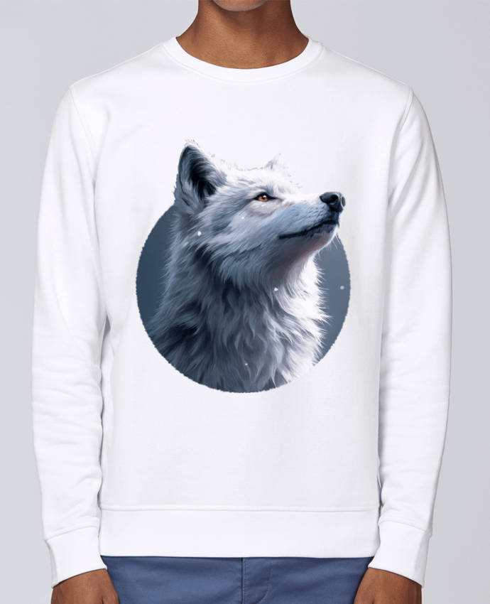 Sweatshirt Illustration de Loup Blanc par KronoArt