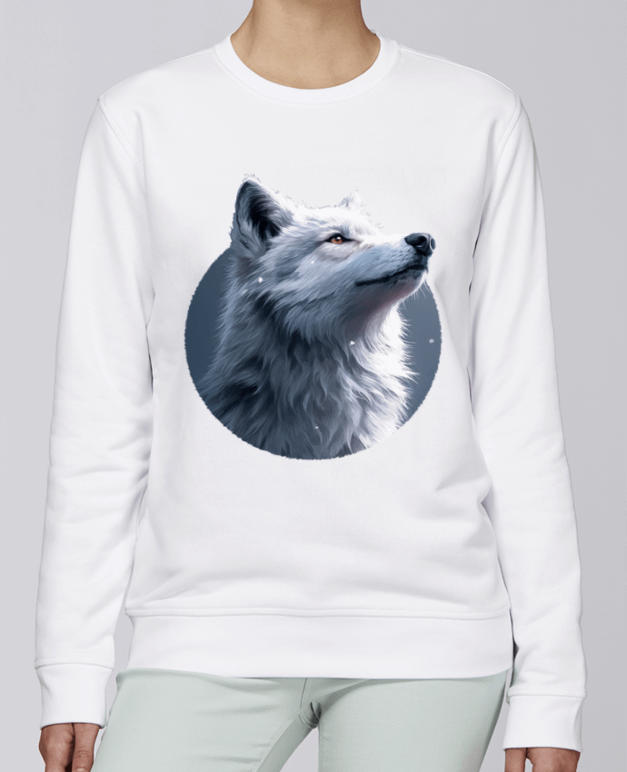 Sweatshirt Illustration de Loup Blanc par KronoArt