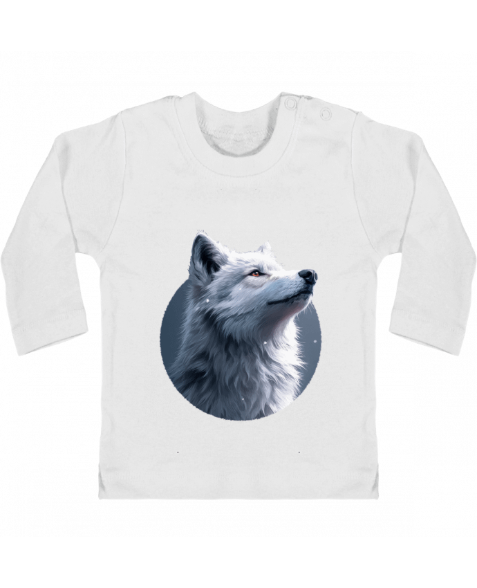 T-shirt bébé Illustration de Loup Blanc manches longues du designer KronoArt