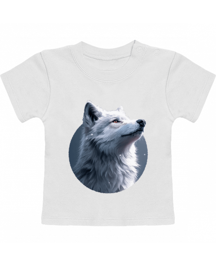 T-shirt bébé Illustration de Loup Blanc manches courtes du designer KronoArt