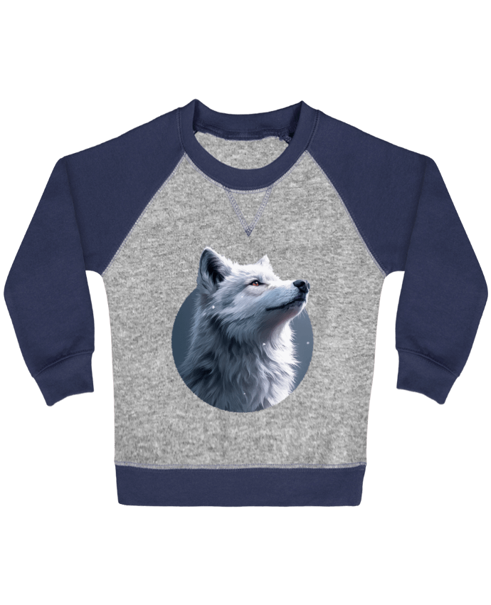 Sweat bébé manches contrastée Illustration de Loup Blanc par KronoArt