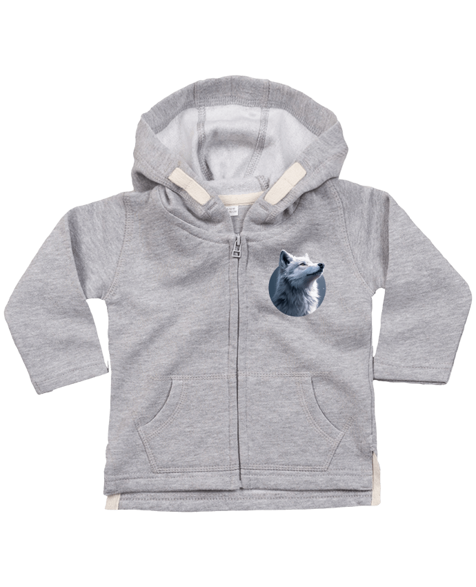 Sweat à capuche bébé zippé Illustration de Loup Blanc par KronoArt