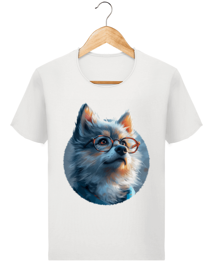  T-shirt Homme vintage Illustration de Loup avec lunettes par KronoArt