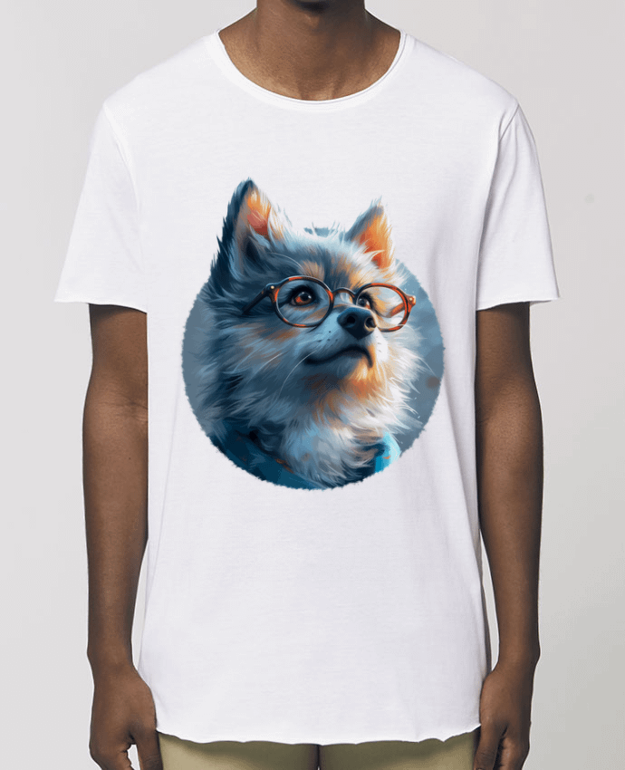 Tee-shirt Homme Illustration de Loup avec lunettes Par  KronoArt