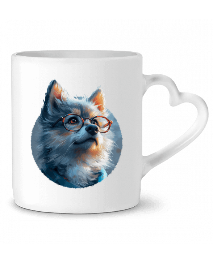 Mug coeur Illustration de Loup avec lunettes par KronoArt