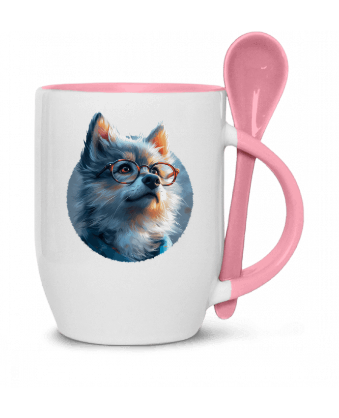  Tasse cuillère Illustration de Loup avec lunettes par KronoArt