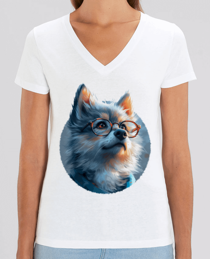 Tee-shirt femme Illustration de Loup avec lunettes Par  KronoArt