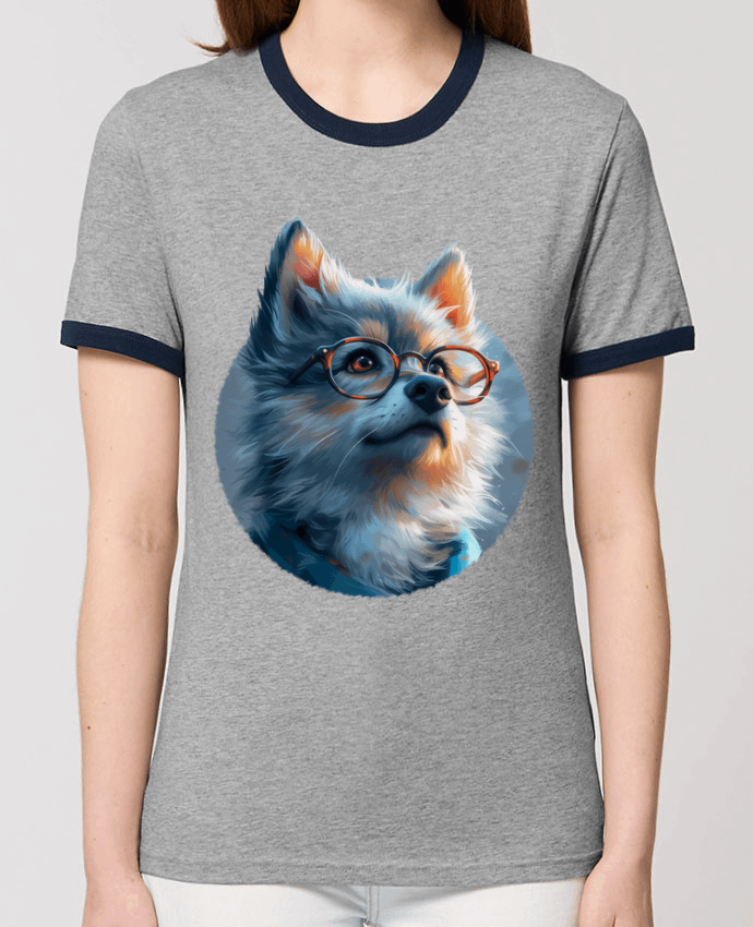 T-shirt Illustration de Loup avec lunettes par KronoArt