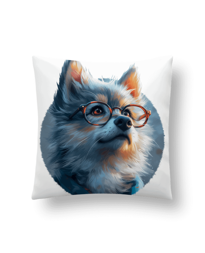 Coussin Illustration de Loup avec lunettes par KronoArt