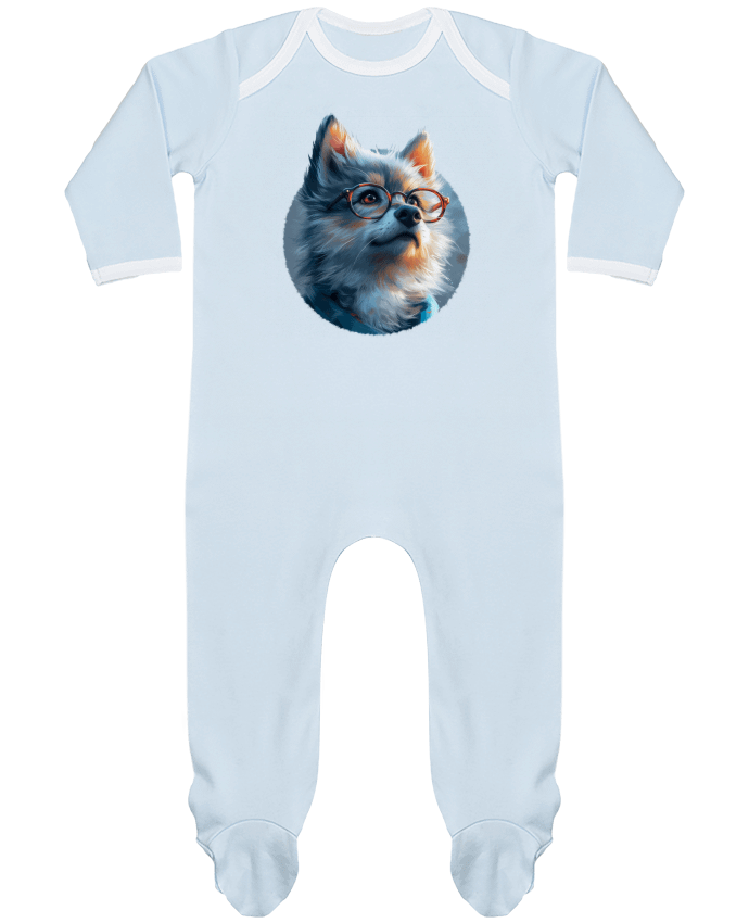 Body Pyjama Bébé Illustration de Loup avec lunettes par KronoArt