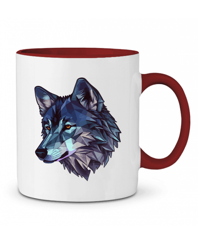 Mug bicolore Loup stylisé, géométrique KronoArt