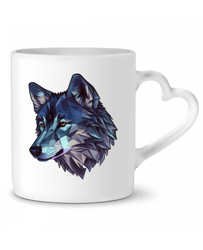 Mug coeur Loup stylisé, géométrique par KronoArt