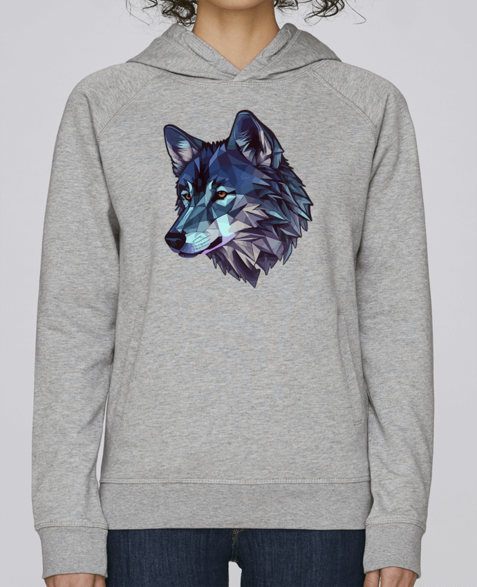 Sweat capuche femme Loup stylisé, géométrique par KronoArt