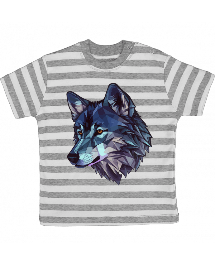 Tee-shirt bébé à rayures Loup stylisé, géométrique par KronoArt