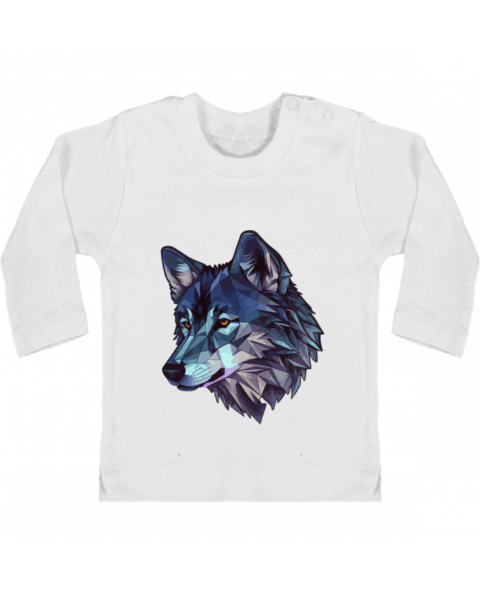 T-shirt bébé Loup stylisé, géométrique manches longues du designer KronoArt