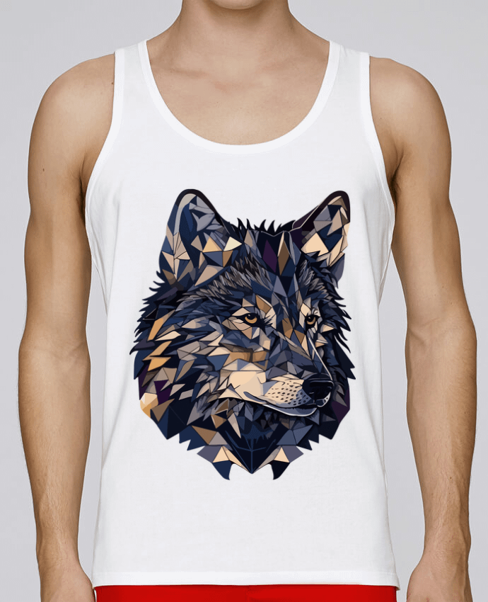 Débardeur homme Loup stylisé, géométrique par KronoArt 100% coton bio