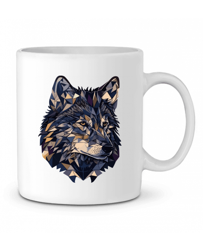 Mug  Loup stylisé, géométrique par KronoArt