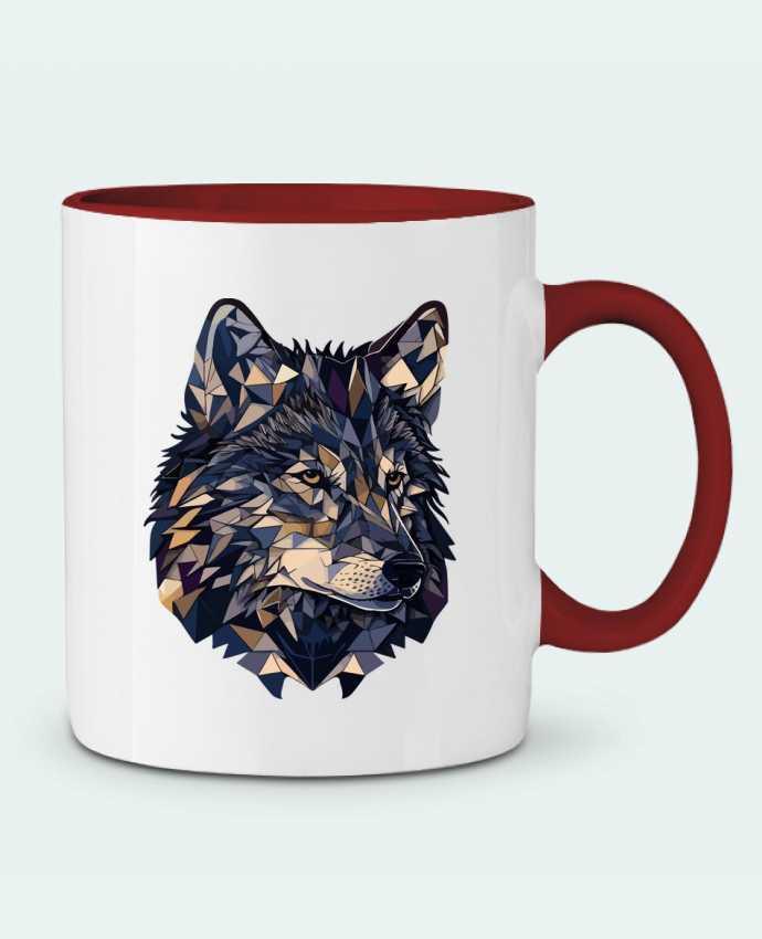 Mug bicolore Loup stylisé, géométrique KronoArt