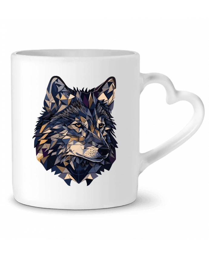 Mug coeur Loup stylisé, géométrique par KronoArt
