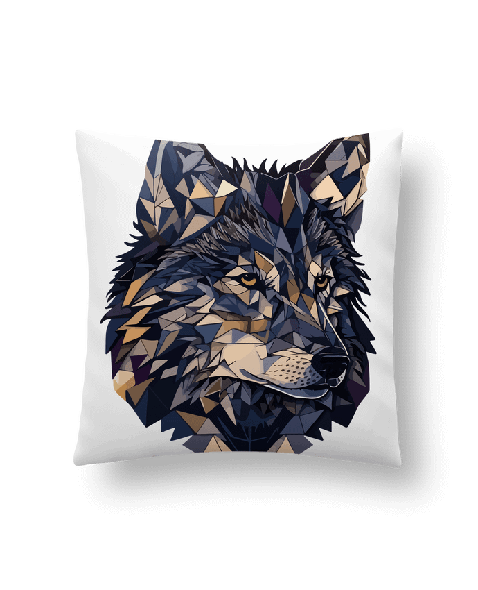 Coussin Loup stylisé, géométrique par KronoArt