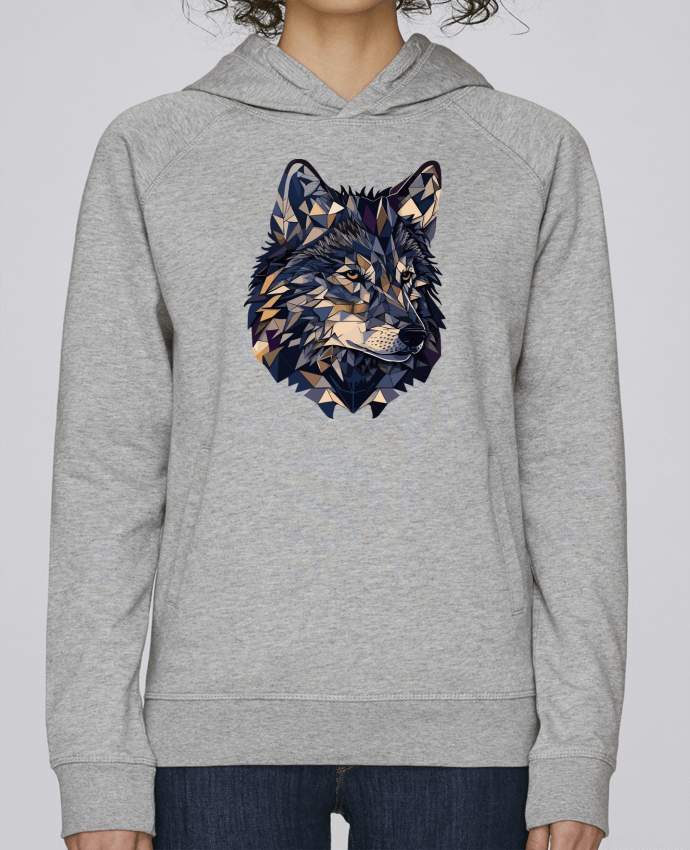 Sweat capuche femme Loup stylisé, géométrique par KronoArt