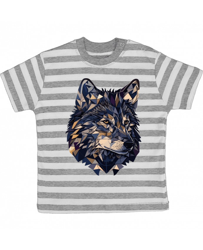 Tee-shirt bébé à rayures Loup stylisé, géométrique par KronoArt