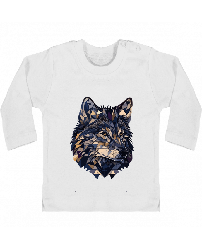 T-shirt bébé Loup stylisé, géométrique manches longues du designer KronoArt