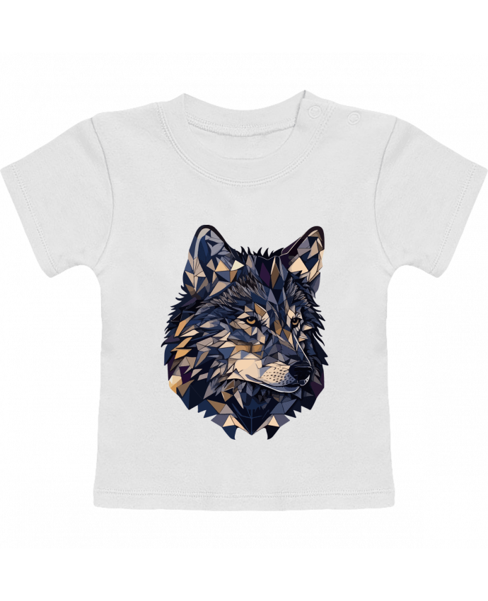 T-shirt bébé Loup stylisé, géométrique manches courtes du designer KronoArt